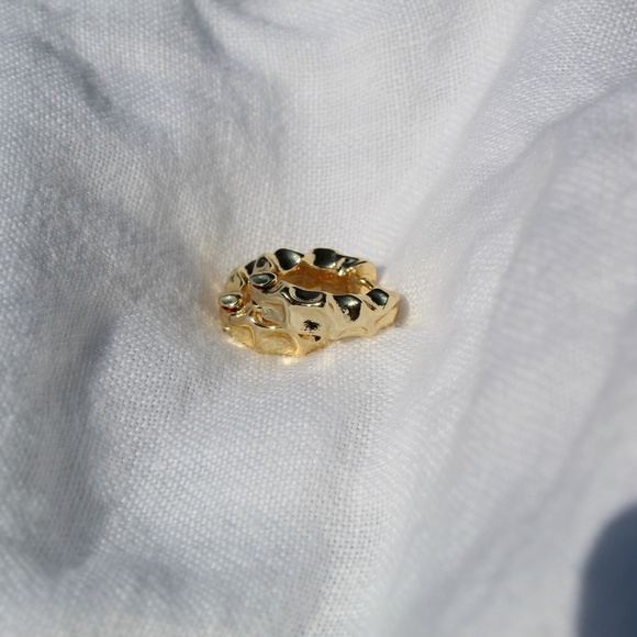 Chunky Textured Gold Hoop Earrings - Picture 6 of 6